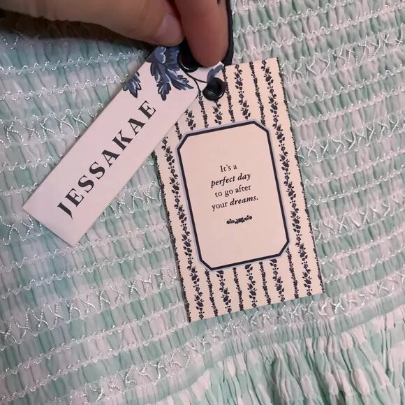 Jessakae Mint Gingham Smocked Maxi Dress – Women’s Small (New With Tags) - Picture 3 of 6